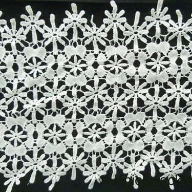 Large Trim, Off White Flower Embroidery Floral Lace Trim, Dyeable Trim